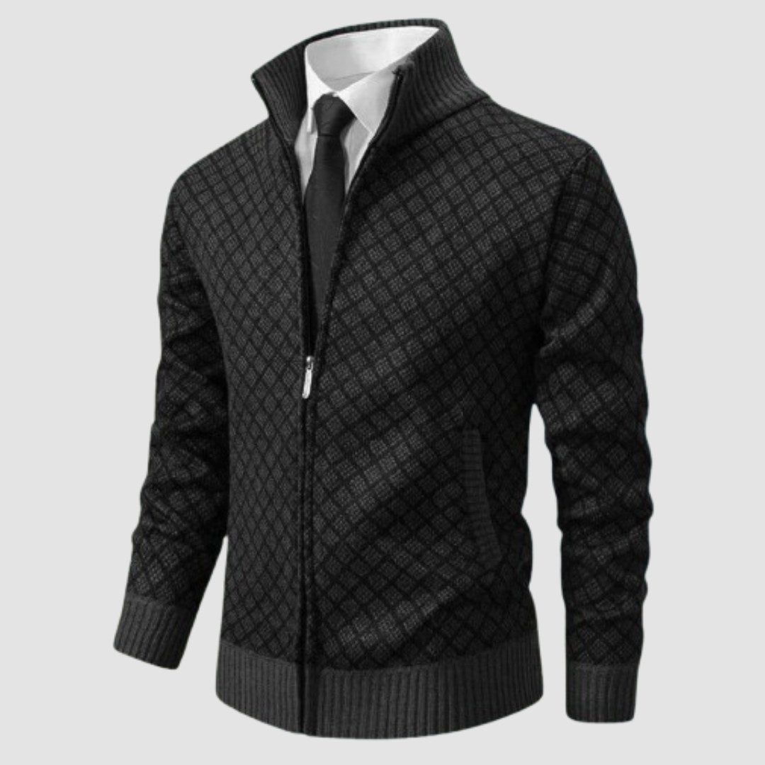 Frank | Men's Zip-Up Cardigan, Lightweight Cardigan Jacket | My Sweet Wardrobe | Black