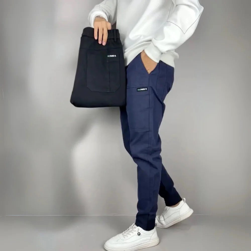 Frank | Men's Elasticated Cargo Trousers, Flexible Stretch Trousers | My Sweet Wardrobe