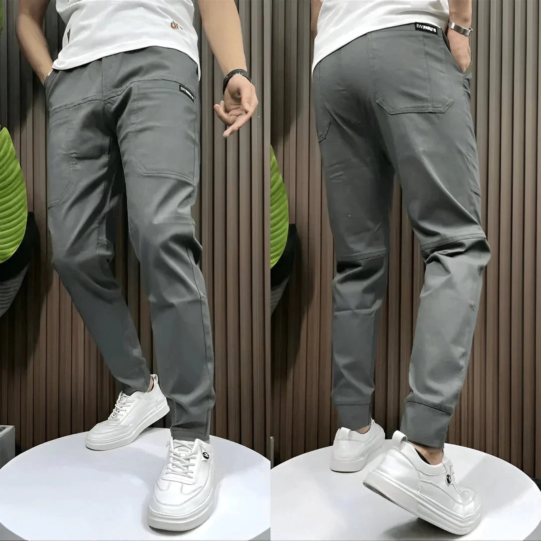 Frank | Men's Elasticated Cargo Trousers, Flexible Stretch Trousers | My Sweet Wardrobe