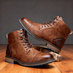 Franz | Men's Lace-Up Boots with Reinforced Toe Cap, Rugged Ankle Boots | My Sweet Wardrobe | Chestnut Brown