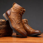 Franz | Men's Lace-Up Boots with Reinforced Toe Cap, Rugged Ankle Boots | My Sweet Wardrobe | Chestnut Brown