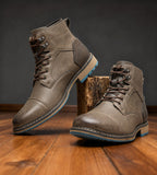 Franz | Men's Lace-Up Boots with Reinforced Toe Cap, Rugged Ankle Boots | My Sweet Wardrobe | Chestnut Brown