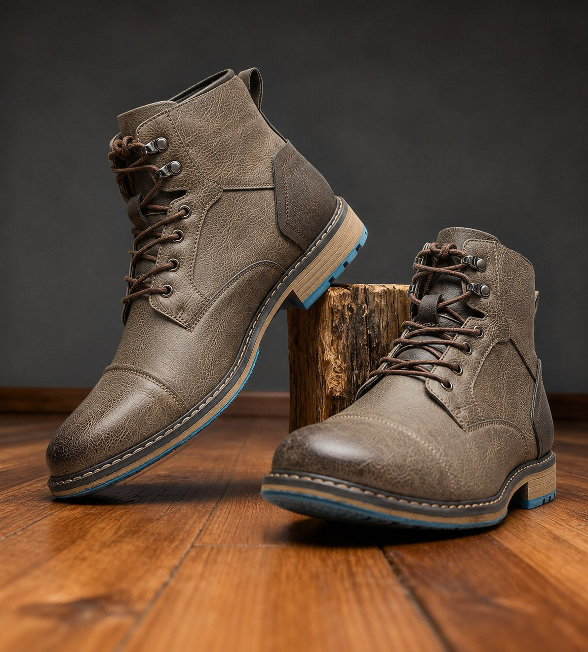 Franz | Men's Lace-Up Boots with Reinforced Toe Cap, Rugged Ankle Boots | My Sweet Wardrobe | Chestnut Brown