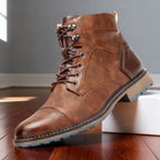 Franz | Men's Lace-Up Boots with Reinforced Toe Cap, Rugged Ankle Boots | My Sweet Wardrobe | Dark Brown