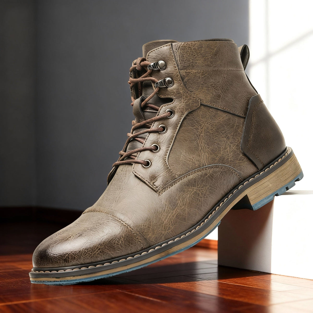 Franz | Men's Lace-Up Boots with Reinforced Toe Cap, Rugged Ankle Boots | My Sweet Wardrobe | Dark Brown