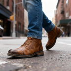 Franz | Men's Lace-Up Boots with Reinforced Toe Cap, Rugged Ankle Boots | My Sweet Wardrobe | Dark Brown