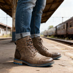 Franz | Men's Lace-Up Boots with Reinforced Toe Cap, Rugged Ankle Boots | My Sweet Wardrobe | Dark Brown