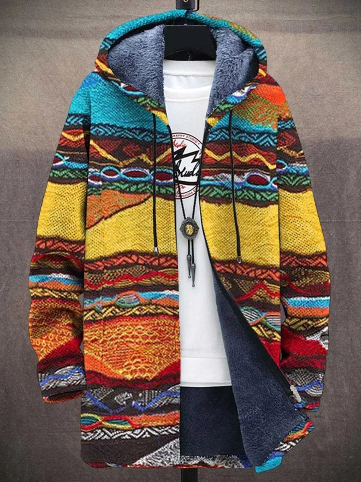 Franziska | Women's Knit Waistcoat with Artistic Design, Elegant Knit Cardigan | My Sweet Wardrobe | Multicolour Blue