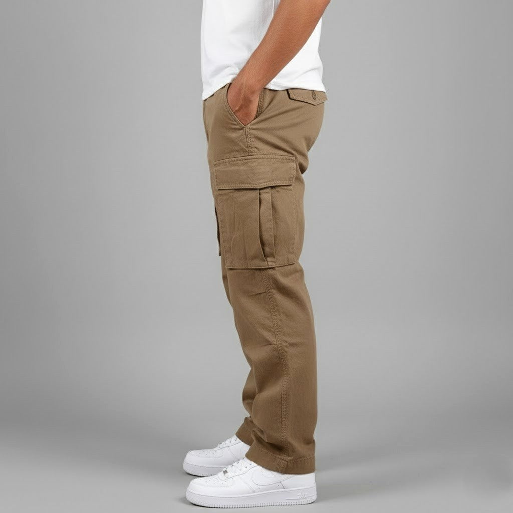 Freddie | Men's Relaxed Fit Cargo Trousers, Side Pocket Streetwear Trousers | My Sweet Wardrobe | Dark Green