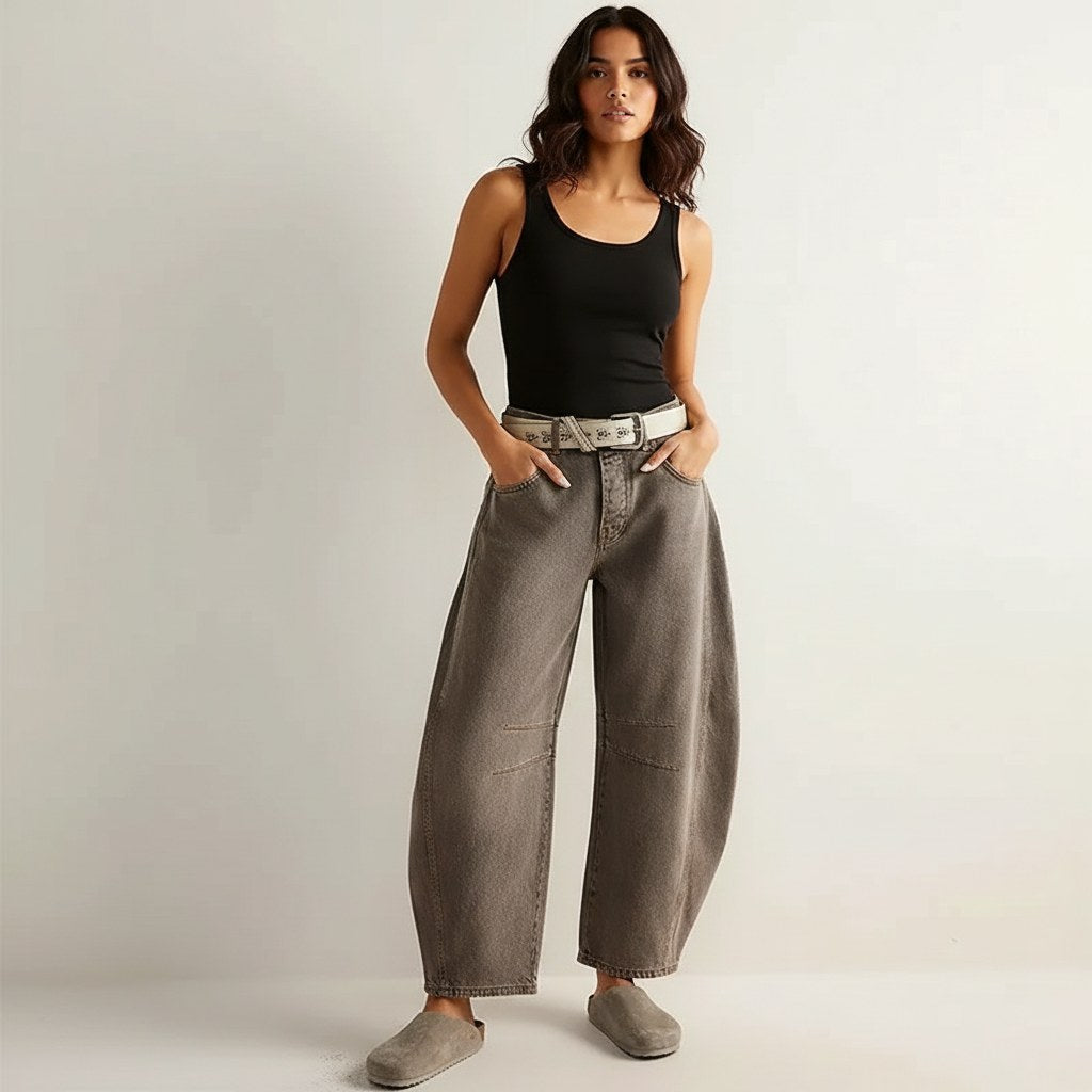 Freya | Women's Relaxed Barrel Jeans, High-Waist Denim Jeans | My Sweet Wardrobe | Bruin