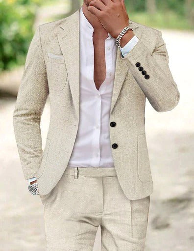 Friedrich | Men's Lightweight Two-Piece Suit, Elegant Blazer with Trousers | My Sweet Wardrobe | Beige
