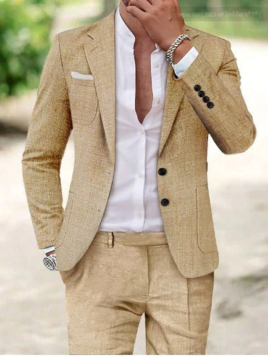 Friedrich | Men's Lightweight Two-Piece Suit, Elegant Blazer with Trousers | My Sweet Wardrobe | Beige