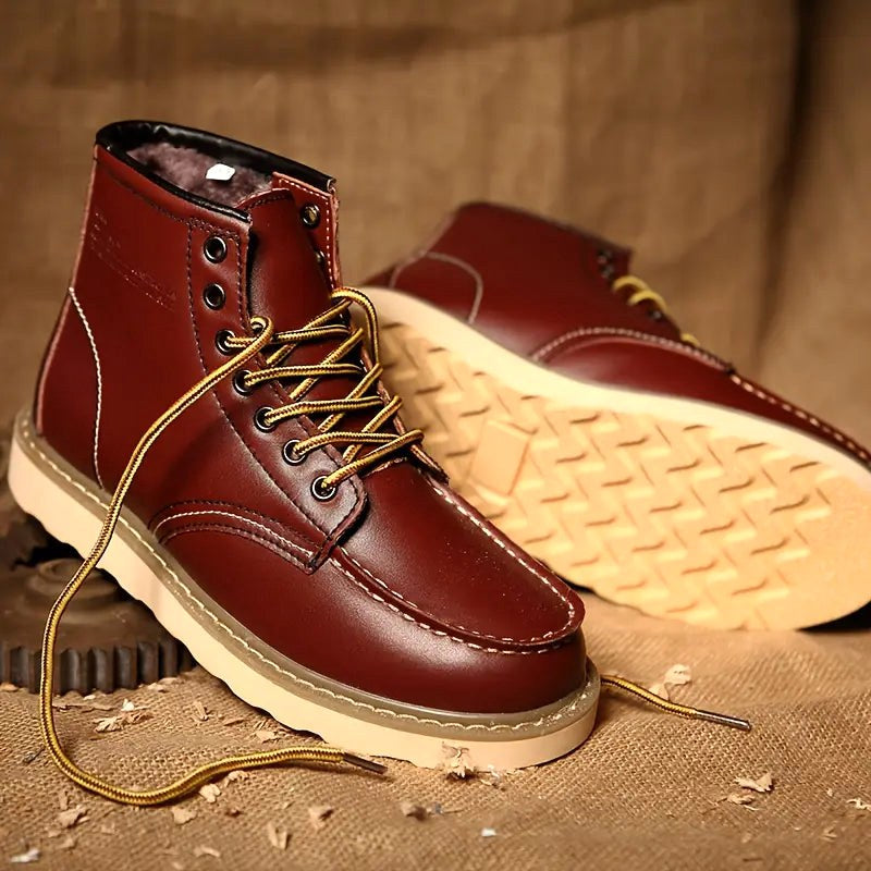 Fritz | Men's Leather Boots in Natural Tone, Rugged Autumn Boots | My Sweet Wardrobe | Bordeaux