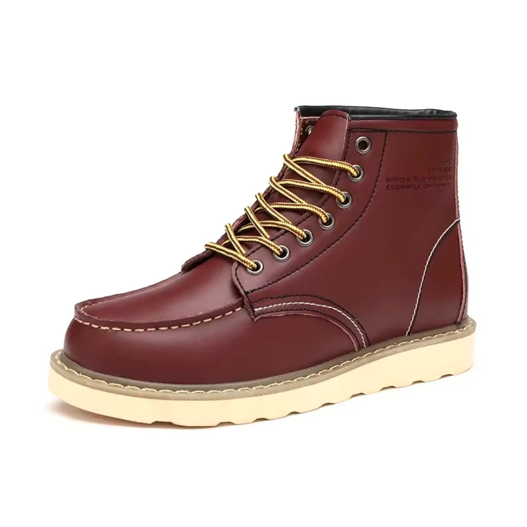 Fritz | Men's Leather Boots in Natural Tone, Rugged Autumn Boots | My Sweet Wardrobe | Bordeaux