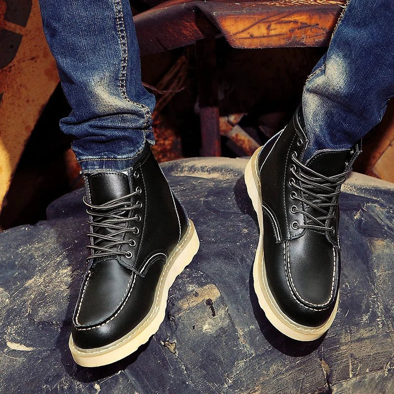 Fritz | Men's Leather Boots in Natural Tone, Rugged Autumn Boots | My Sweet Wardrobe | Bordeaux