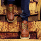 Fritz | Men's Leather Boots in Natural Tone, Rugged Autumn Boots | My Sweet Wardrobe | Bordeaux