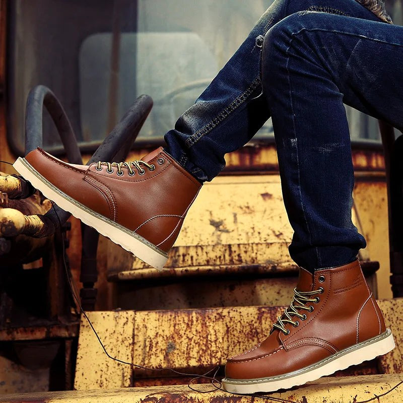 Fritz | Men's Leather Boots in Natural Tone, Rugged Autumn Boots | My Sweet Wardrobe | Bordeaux
