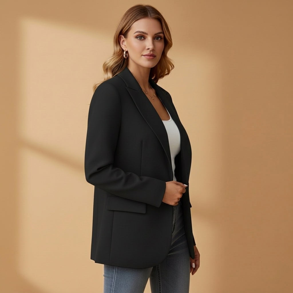 Gabrielle | Women's Tailored Cotton Blend Blazer, Notched Lapel Smart Jacket | My Sweet Wardrobe