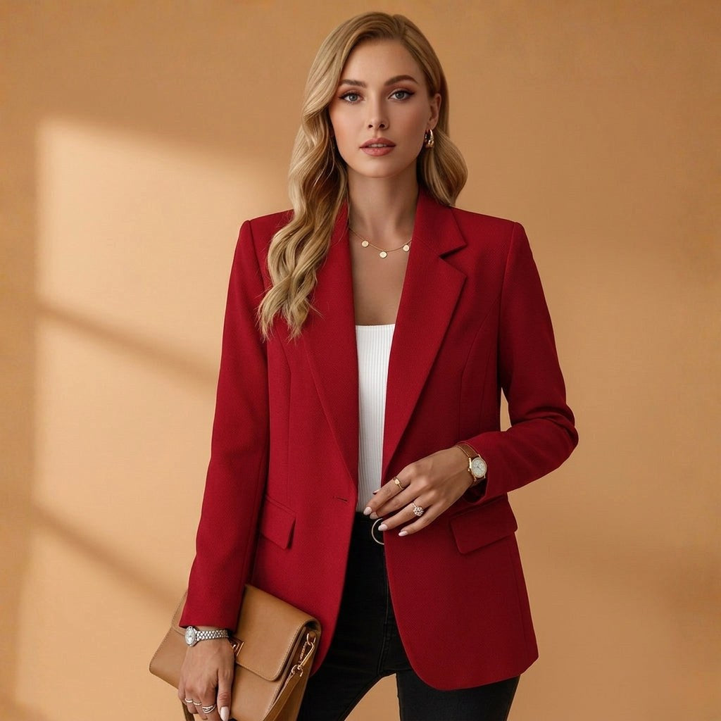 Gabrielle | Women's Tailored Cotton Blend Blazer, Notched Lapel Smart Jacket | My Sweet Wardrobe