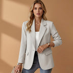 Gabrielle | Women's Tailored Cotton Blend Blazer, Notched Lapel Smart Jacket | My Sweet Wardrobe