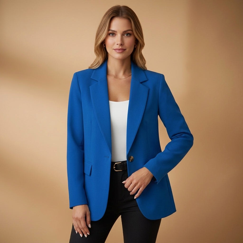 Gabrielle | Women's Tailored Cotton Blend Blazer, Notched Lapel Smart Jacket | My Sweet Wardrobe