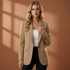 Gabrielle | Women's Tailored Cotton Blend Blazer, Notched Lapel Smart Jacket | My Sweet Wardrobe