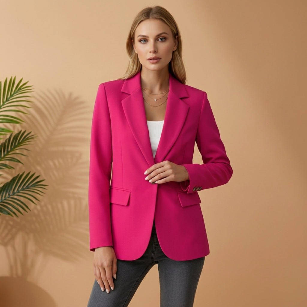 Gabrielle | Women's Tailored Cotton Blend Blazer, Notched Lapel Smart Jacket | My Sweet Wardrobe