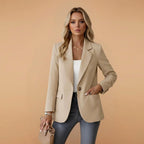 Gabrielle | Women's Tailored Cotton Blend Blazer, Notched Lapel Smart Jacket | My Sweet Wardrobe
