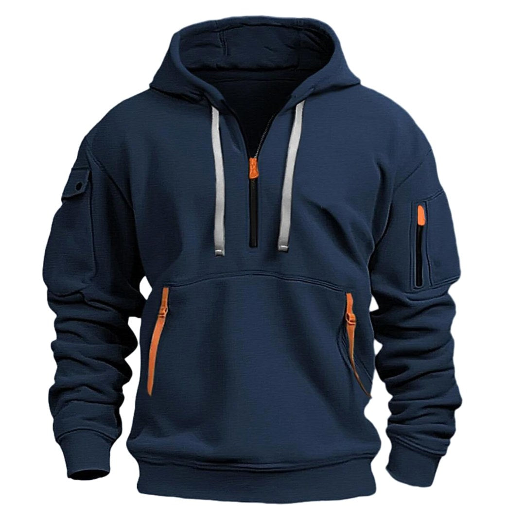 Gareth | Men's Zip-Pocket Casual Hoodie, Relaxed Hooded Jumper | My Sweet Wardrobe