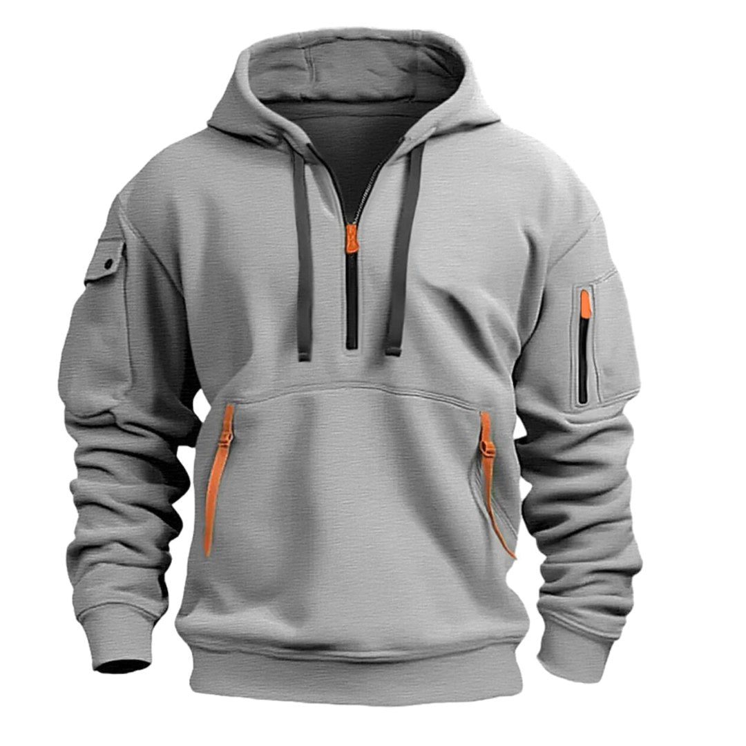 Gareth | Men's Zip-Pocket Casual Hoodie, Relaxed Hooded Jumper | My Sweet Wardrobe
