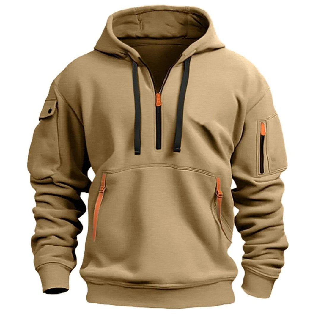 Gareth | Men's Zip-Pocket Casual Hoodie, Relaxed Hooded Jumper | My Sweet Wardrobe