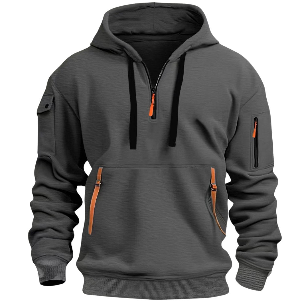Gareth | Men's Zip-Pocket Casual Hoodie, Relaxed Hooded Jumper | My Sweet Wardrobe