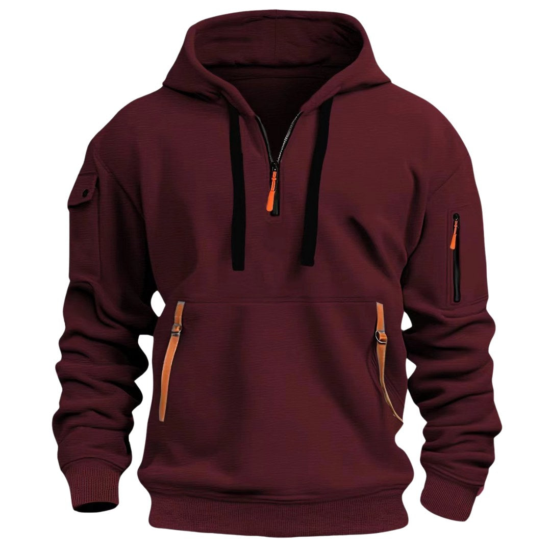 Gareth | Men's Zip-Pocket Casual Hoodie, Relaxed Hooded Jumper | My Sweet Wardrobe