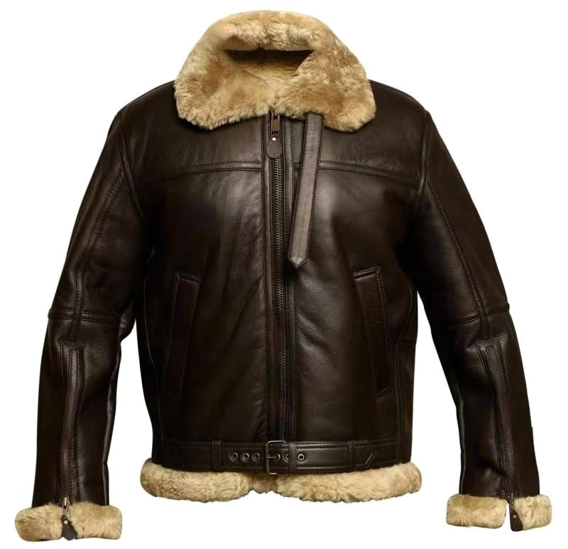 Garrett | Men's Shearling-Lined Leather Jacket, Warm Flight-Style Coat | My Sweet Wardrobe