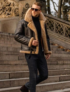 Garrett | Men's Shearling-Lined Leather Jacket, Warm Flight-Style Coat | My Sweet Wardrobe