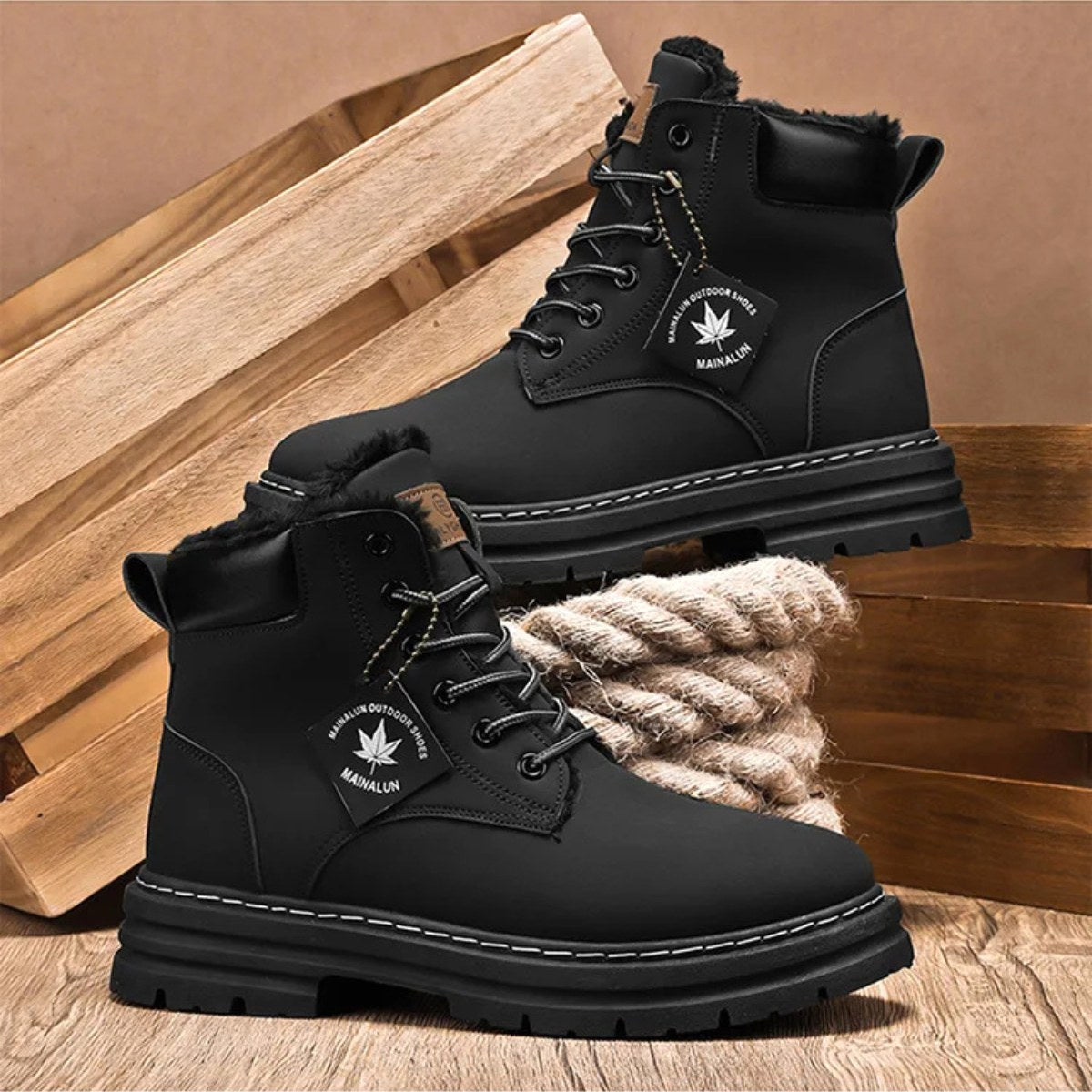 Gavin | Men's Fur-Lined Insulated Snow Boots, Winter Boots | Dressific