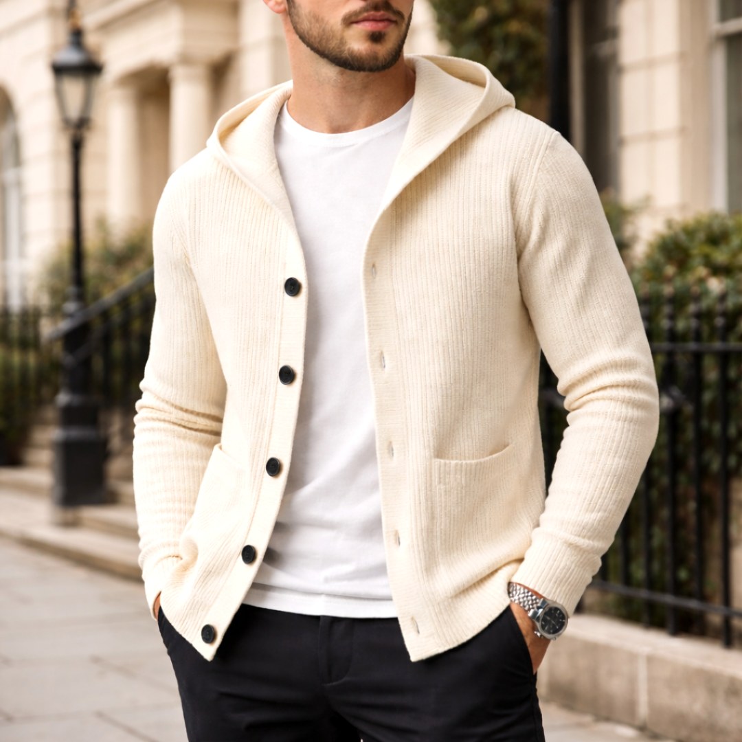 Gavin | Men's Knit Cardigan, Soft Everyday Cardigan | My Sweet Wardrobe | Khaki