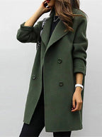 Genevieve | Women's Double Breasted Mid-Length Coat, Notched Lapel Autumn Coat | My Sweet Wardrobe