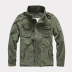 Georg | Men's Denim Jacket in Army Style, Utility Look Autumn Jacket | My Sweet Wardrobe | Army Green