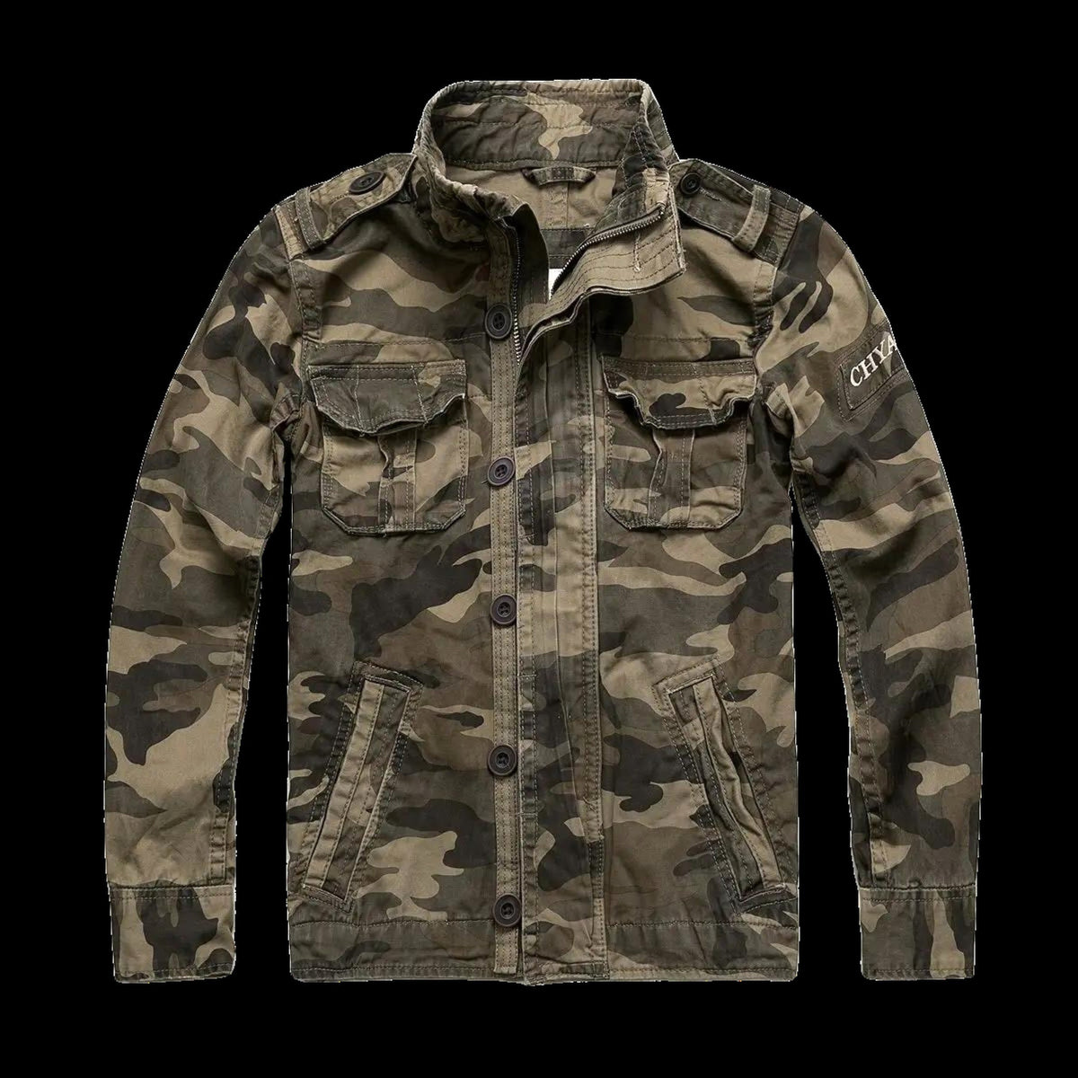 Georg | Men's Denim Jacket in Army Style, Utility Look Autumn Jacket | My Sweet Wardrobe | Army Green