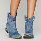 Georgia | Women's Vintage Cowboy Ankle Boots, Western-Inspired Style | My Sweet Wardrobe | Blue