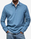 Gerhard | Classic Long-Sleeve Polo Shirt, Elegant Men's Polo | My Sweet Wardrobe | Light Blue