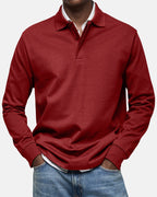 Gerhard | Classic Long-Sleeve Polo Shirt, Elegant Men's Polo | My Sweet Wardrobe | Navy Blue