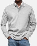 Gerhard | Classic Long-Sleeve Polo Shirt, Elegant Men's Polo | My Sweet Wardrobe | Light Blue