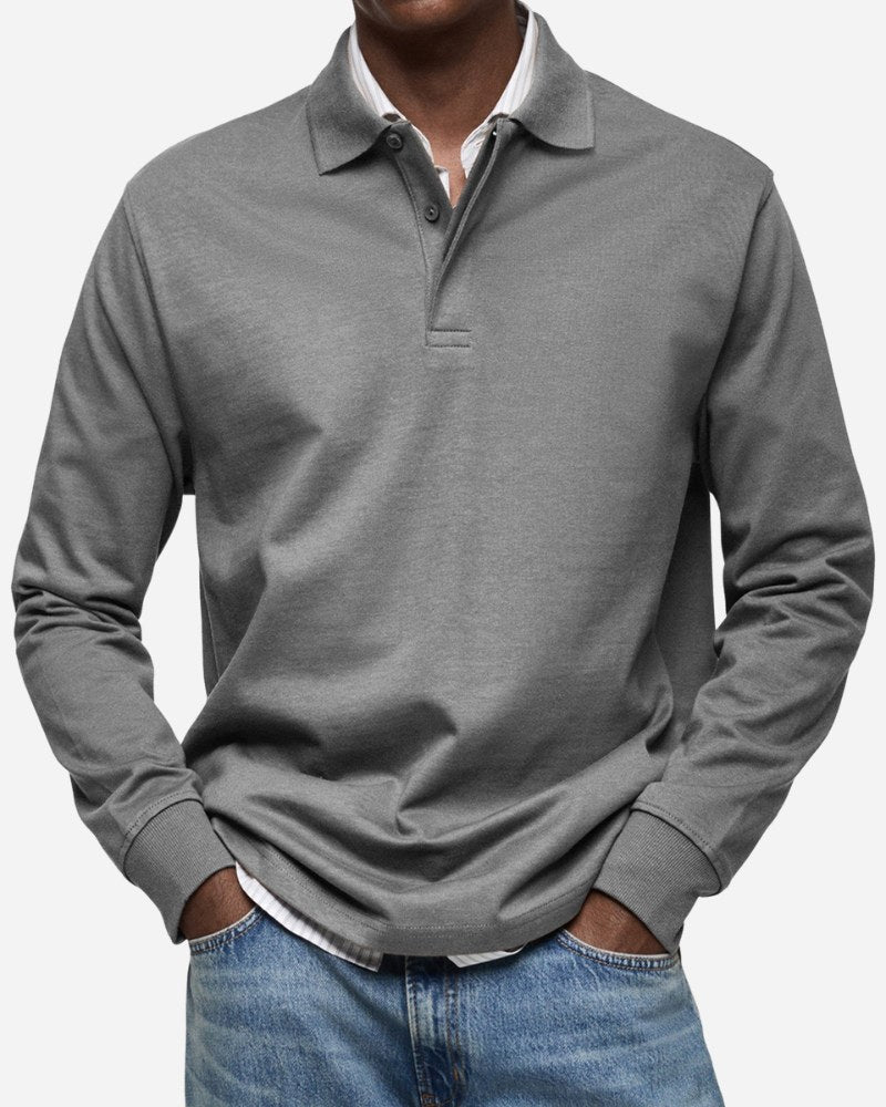 Gerhard | Classic Long-Sleeve Polo Shirt, Elegant Men's Polo | My Sweet Wardrobe | Light Blue