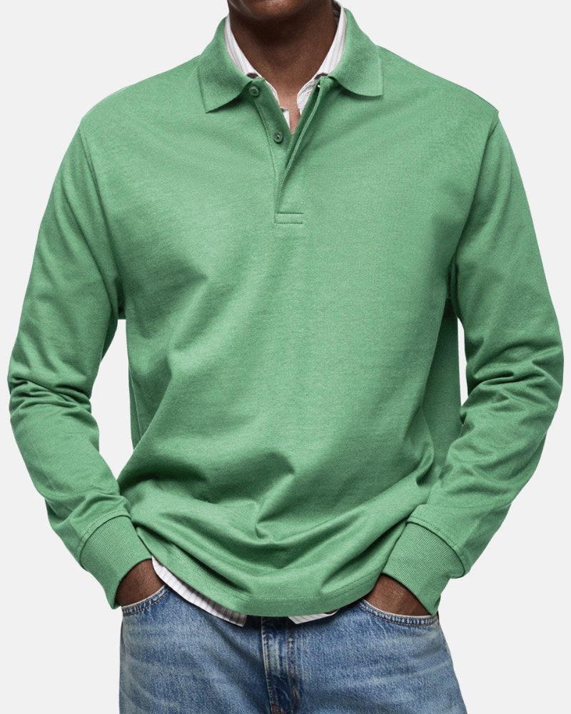 Gerhard | Classic Long-Sleeve Polo Shirt, Elegant Men's Polo | My Sweet Wardrobe | Light Blue