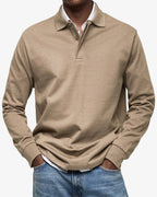 Gerhard | Classic Long-Sleeve Polo Shirt, Elegant Men's Polo | My Sweet Wardrobe | Navy Blue