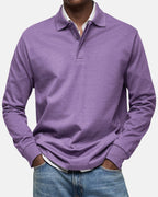 Gerhard | Classic Long-Sleeve Polo Shirt, Elegant Men's Polo | My Sweet Wardrobe | Navy Blue