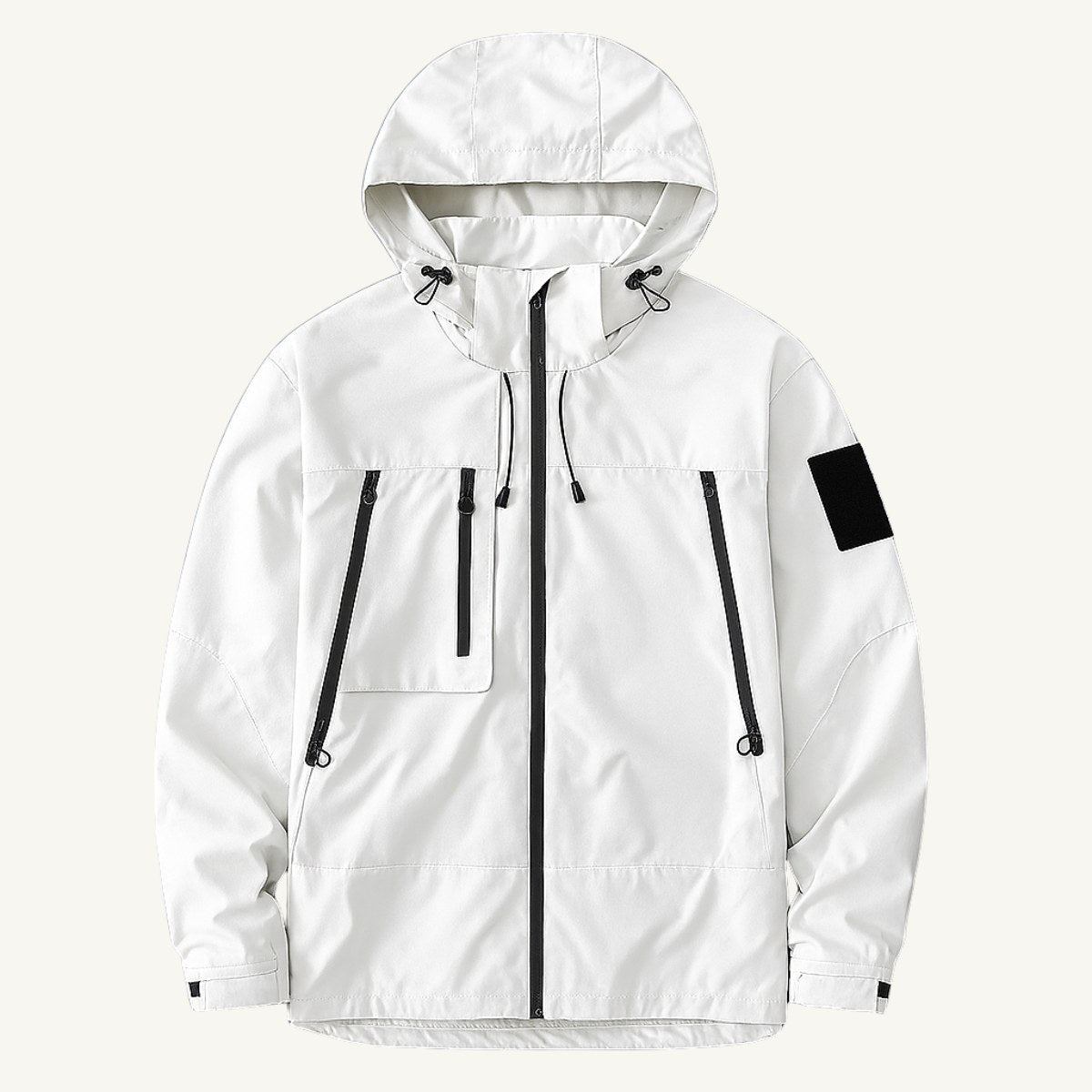 Graham | Men's Lightweight Waterproof Hooded Rain Jacket, Windproof Autumn Jacket | My Sweet Wardrobe | White