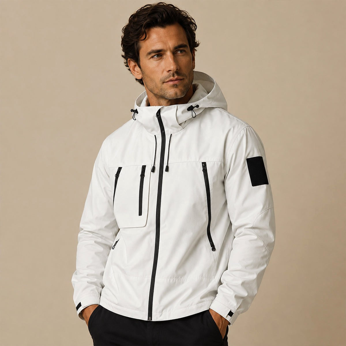 Graham | Men's Lightweight Waterproof Hooded Rain Jacket, Windproof Autumn Jacket | My Sweet Wardrobe | Black